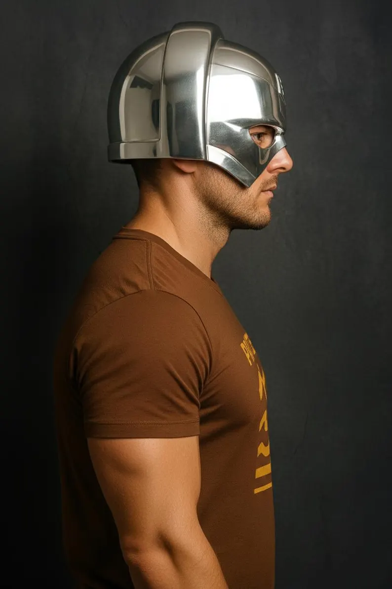 Peacemaker Chrome Helmet | Superhero Cosplay Armor Prop | Realistic Metal Helmet Replica | Handmade Movie Helmet | Collector Display Gift