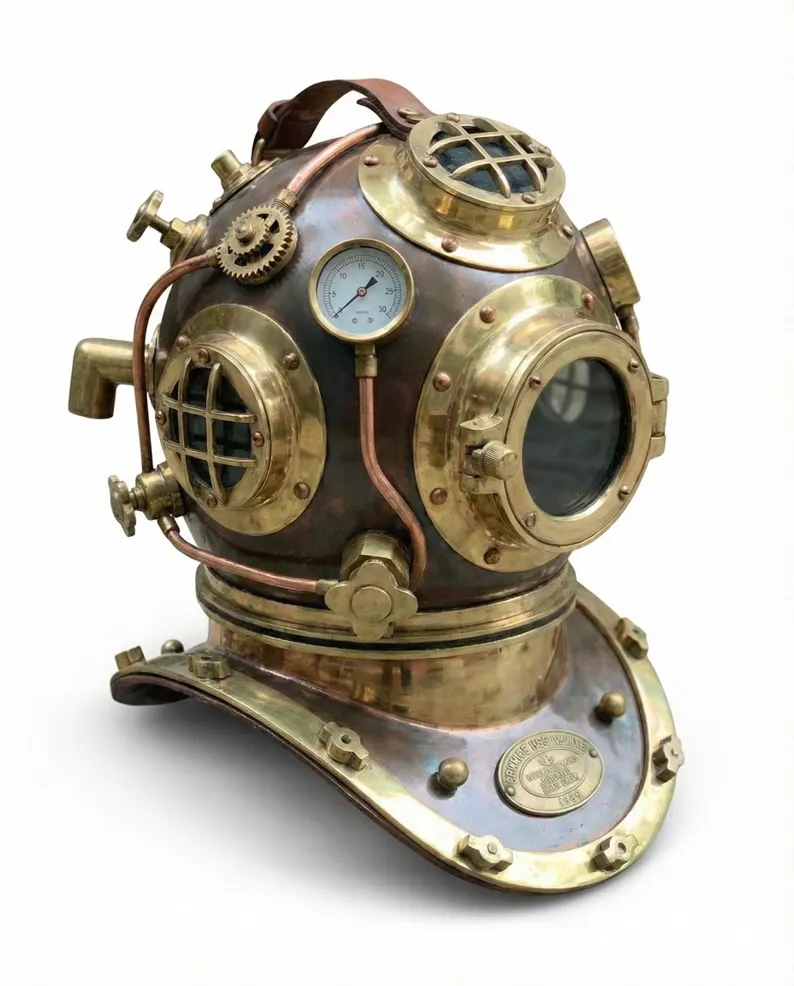Full Brass Scuba Diving Helmet | US Navy Mark V Divers Helmet Steampunk Style Replica